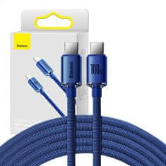BASEUS Crystal Shine kabel USB-C na USB-C, 100 W, 1,2 m (modrý)