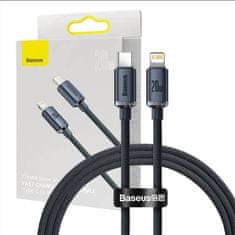 BASEUS Crystal kabel USB-C na Lightning, 20W, PD, 1,2 m (černý)