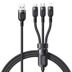 Mcdodo Kabel 3v1 USB na USB-C / Lightning / Micro USB, Mcdodo CA-0930, 6A, 1,2 m (černý)
