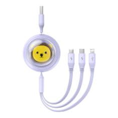 BASEUS Nabíjecí kabel 3w1 Baseus USB na USB-C, USB-M, Lightning 3,5A, 1,1 m (fialový)