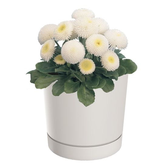 botle Kulatý květináč s podstavcem Ø12,8 cm matný bílý
