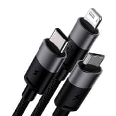 BASEUS Kabel USB 3v1 Baseus řady StarSpeed, USB-C + Micro + Lightning 3,5A, 1,2 m (černý)