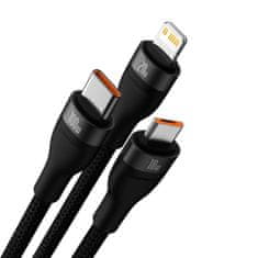 BASEUS Kabel USB 3v1 Baseus Flash Series 2, USB-C + micro USB + Lightning, 100 W, 1,2 m (černý)