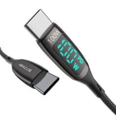 Blitzwolf Kabel USB-C na USB-C BlitzWolf BW-TC23, s displejem, 100 W, 1,8 m (černý)