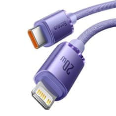BASEUS Crystal Shine kabel USB-C na Lightning, 20W, PD, 1,2m (fialový)