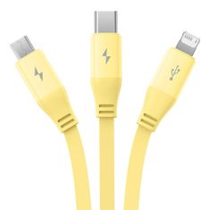 BASEUS Nabíjecí kabel 3w1 Baseus USB na USB-C, USB-M, Lightning 3,5A, 1,1 m (žlutý)