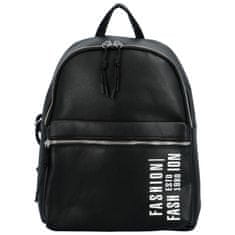 Turbo Bags Trendový dámský koženkový batoh s potiskem Lia, černý