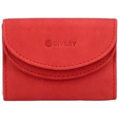 Diviley Stylová dámská menší kožená peněženka Flopo, červená