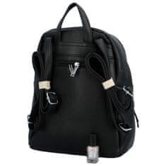 Turbo Bags Trendový dámský koženkový batoh s potiskem Lia, černý