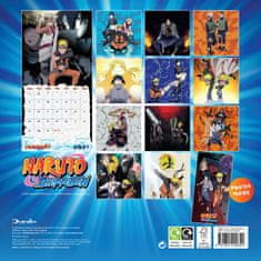 CurePink Oficiální nástěnný kalendář 2024 Naruto Shippuden s plakátem (SQ 30,5 x 30,5|61 cm)