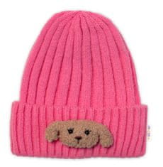 Baby Nellys Dětská zimní čepice Bear - růžová, vel. 48-54 cm