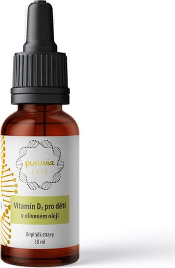 Puravia LABS Vitamín D3 pro děti v olivovém oleji, 30 ml