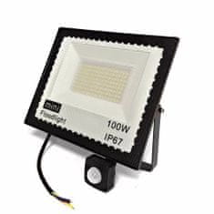 Pronett XJ4887 Halogenový LED reflektor, IP67, studená bílá, 7000lm, 100W s pohybovým senzorem