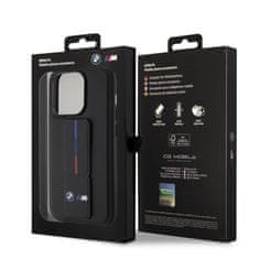 Bmw  &quot;M&quot; Collection PU Grip Stand Tricolor Line Zadní Kryt pro iPhone 15 Pro Max Black