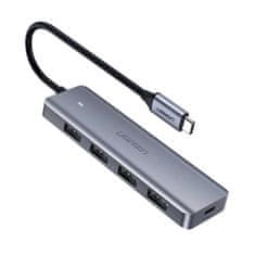 Ugreen Ugreen rozbočovač HUB USB-C - 4x USB 3.2 Gen 1 s napájecím portem USB-C šedý (CM219 70336)