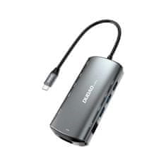 DUDAO Dudao 11v1 multifunkční HUB USB-C - USB-C 60 W HDMI 3,5 mm mini jack Čtečka SD karet VGA RJ45 3xUSB 3.2