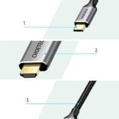 Choetech Choetech USB-C - HDMI 2.0 HUB set šedý (HUB-H12) + USB-C - HDMI kabel (3840 x 2160 @ 60Hz) 2m šedý (CH0021)