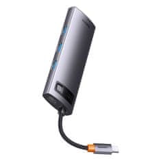 BASEUS Baseus StarJoy HUB 6v1 USB typu C - 3x USB / HDMI / RJ45 (1Gbps) / USB typu C PD šedý (WKWG080013)