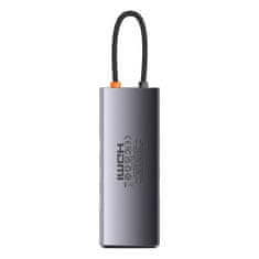 BASEUS Baseus StarJoy HUB 8v1 USB typu C - 3x USB / HDMI / RJ45 (1Gbps) / čtečka karet SD a TF / USB typu C PD šedá (WKWG080113)