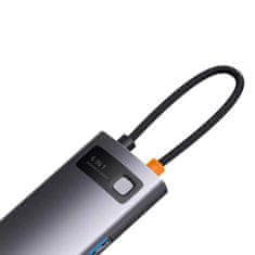 BASEUS Baseus StarJoy HUB 6v1 USB typu C - 3x USB / HDMI / RJ45 (1Gbps) / USB typu C PD šedý (WKWG080013)