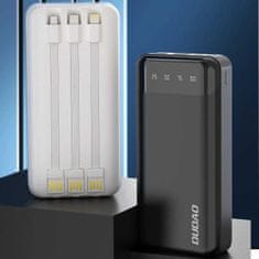 DUDAO Kapacitní powerbanka Dudao se 3 vestavěnými kabely 20000mAh USB-C + micro USB + Lightning černá Dudao K6Pro+