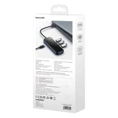 BASEUS Baseus AcmeJoy 4-portový HUB (USB-C na 1x USB-C 3x USB3.0) tmavě