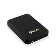 Guess Indukční powerbanka Guess MagSafe Metal Script Logo 15W 5000mAh černá