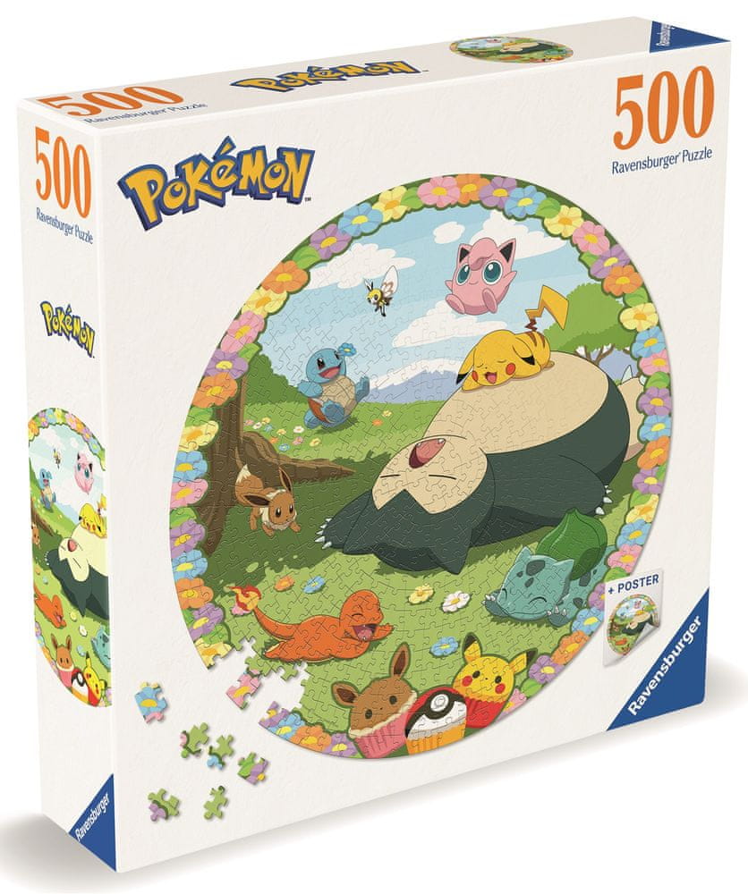 Levně Ravensburger Kruhové puzzle: Roztomilí Pokémoni 500 dílků