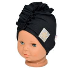 Baby Nellys Jarní/podzimní bavlněná čepice - turban, černá, 44-48 cm, vel. 80/86
