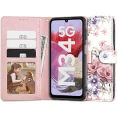 Tech-protect Wallet knížkové pouzdro na Samsung Galaxy M34 5G, blossom flower