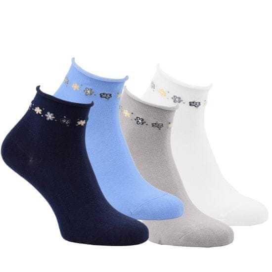 Zdravé Ponožky Zdravé ponožky dámské zdravotní vzorované kotníkové ruličkové ponožky bez gumiček 6301424 4pack