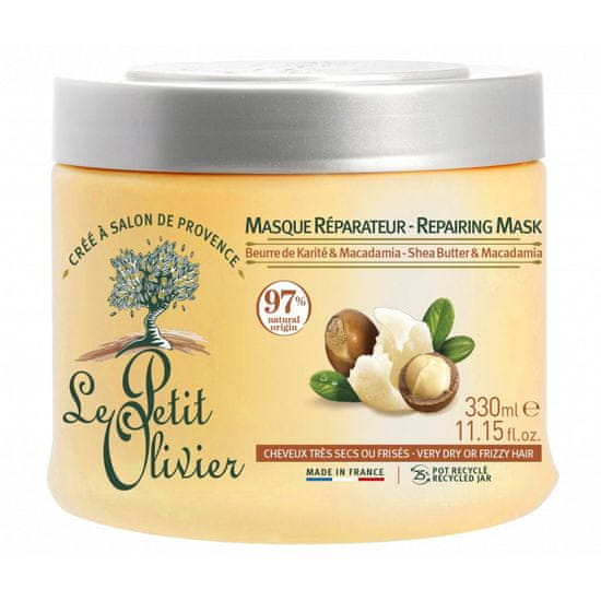 Le Petit Olivier Obnovující maska pro suché vlasy – Bambucké máslo a makadamový olej, 330m