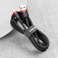 BASEUS Baseus Cafule Cable heavy-duty nylonový kabel USB / USB-C QC3.0 2A 2M černý/červený (CATKLF-C91)