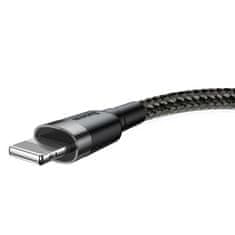 BASEUS Baseus Cafule Kabel robustní nylonový USB / Lightning QC3.0 2.4A 1M černo-šedý (CALKLF-BG1)