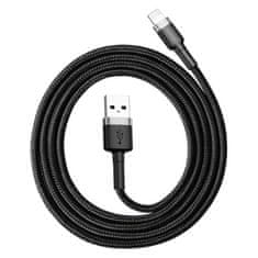 BASEUS Baseus Cafule Kabel robustní nylonový USB / Lightning QC3.0 2.4A 1M černo-šedý (CALKLF-BG1)