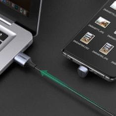 Ugreen Ugreen nylonový úhlový kabel USB - USB typ C 1 m 3 A 18 W Quick Charge AFC FCP kabel pro hráče šedý (70313)