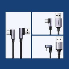 Ugreen Ugreen úhlový kabel USB - USB Type C Quick Charge 3.0 QC3.0 3 A 2 m šedý (US176 20857)