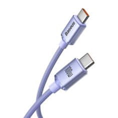 BASEUS Kabel USB řady Baseus Crystal Shine pro rychlé nabíjení a přenos dat USB typu C - USB typu C 100W 2m fialový (CAJY000705)