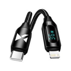 WOZINSKY Kabel USB-C - Lightning Wozinsky WUCLC2 s LED displejem 36W 2m - černý