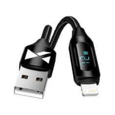 WOZINSKY Kabel USB-A - Lightning Wozinsky WUALC1 s LED displejem 2,4A 1m - černý