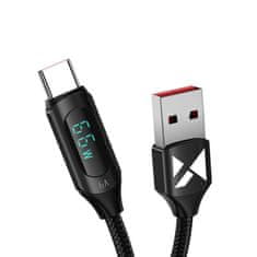 WOZINSKY Kabel USB A - USB C Wozinsky WUACC2 s displejem 66W 6A 2m - černý