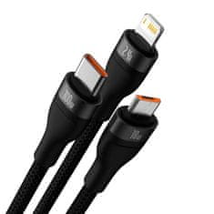 BASEUS Baseus Flash Series II USB - USB Type C / Lightning / micro USB 100 W 1,2 m kabel černý (CASS030001)