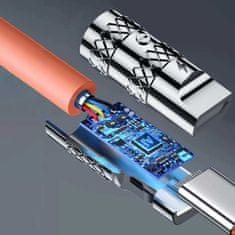 DUDAO Úhlový kabel USB - USB C 120W otočný o 180° Dudao 120W 1m - oranžový