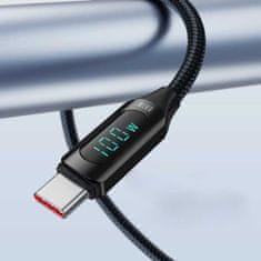 WOZINSKY Kabel USB C - USB C Wozinsky WUCCC1 s displejem PD 100W 1m - černý
