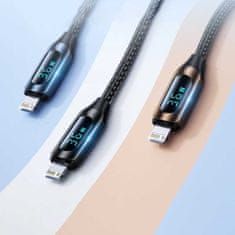 WOZINSKY Kabel USB-C - Lightning Wozinsky WUCLC2 s LED displejem 36W 2m - černý