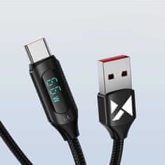 WOZINSKY Kabel USB A - USB C Wozinsky WUACC2 s displejem 66W 6A 2m - černý