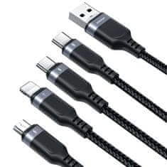 Joyroom USB 4v1 USB-A - 2 x USB-C / Lightning / Micro nabíjecí a datový kabel 1,2 m Joyroom S-1T4018A18 - černý