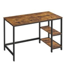 VASAGLE Psací stůl s policemi, vintage, černý, hnědý 120x60x75 cm