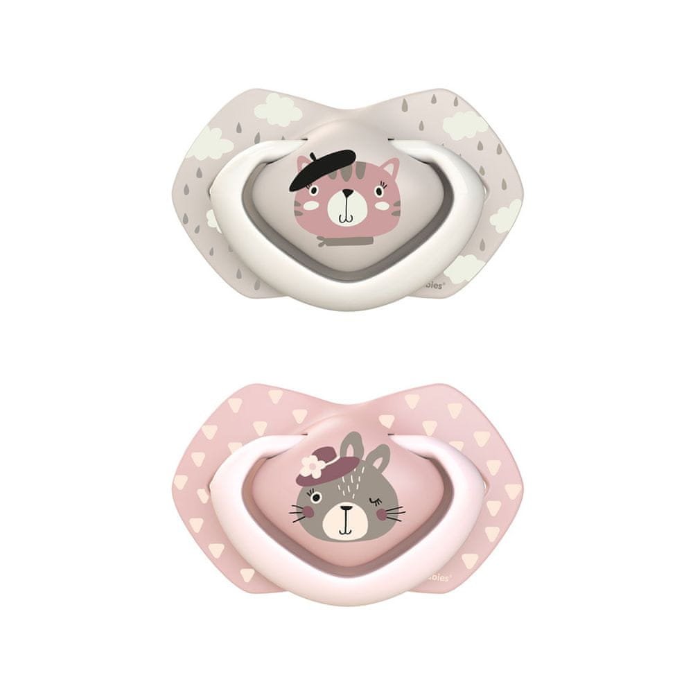 Levně Canpol babies Set symetrických silikonových dudlíků 6-18m BONJOUR PARIS růžový