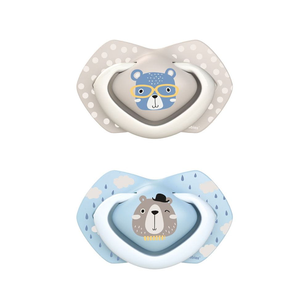 Levně Canpol babies Set symetrických silikonových dudlíků 6-18m BONJOUR PARIS modrý